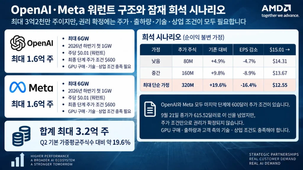 AMD OpenAI Meta 워런트 잠재 희석 시나리오