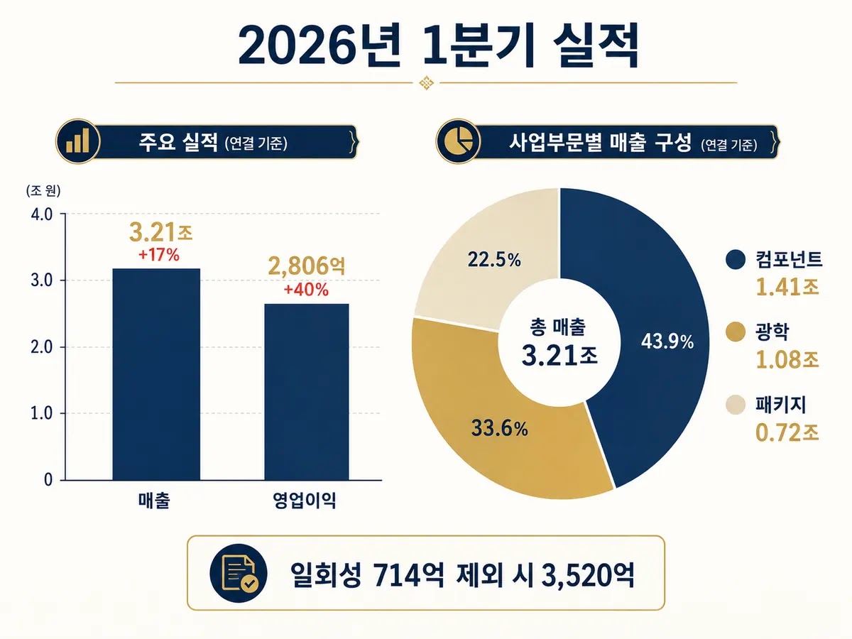 삼성전기 2026년 1분기 실적 매출 영업이익 사업부별 분해