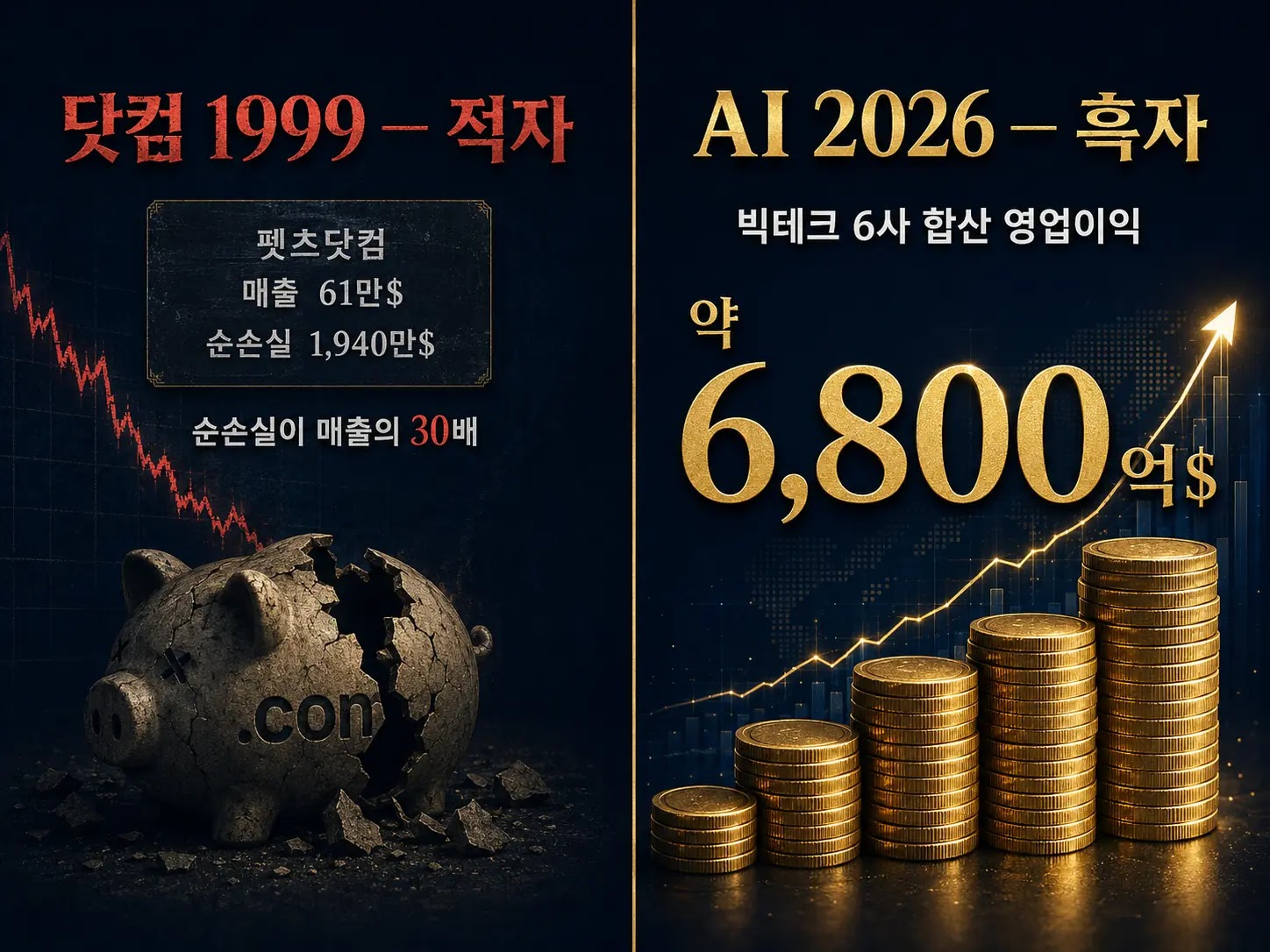 펫츠닷컴 적자 vs 빅테크 영업이익 6800억 달러 대조