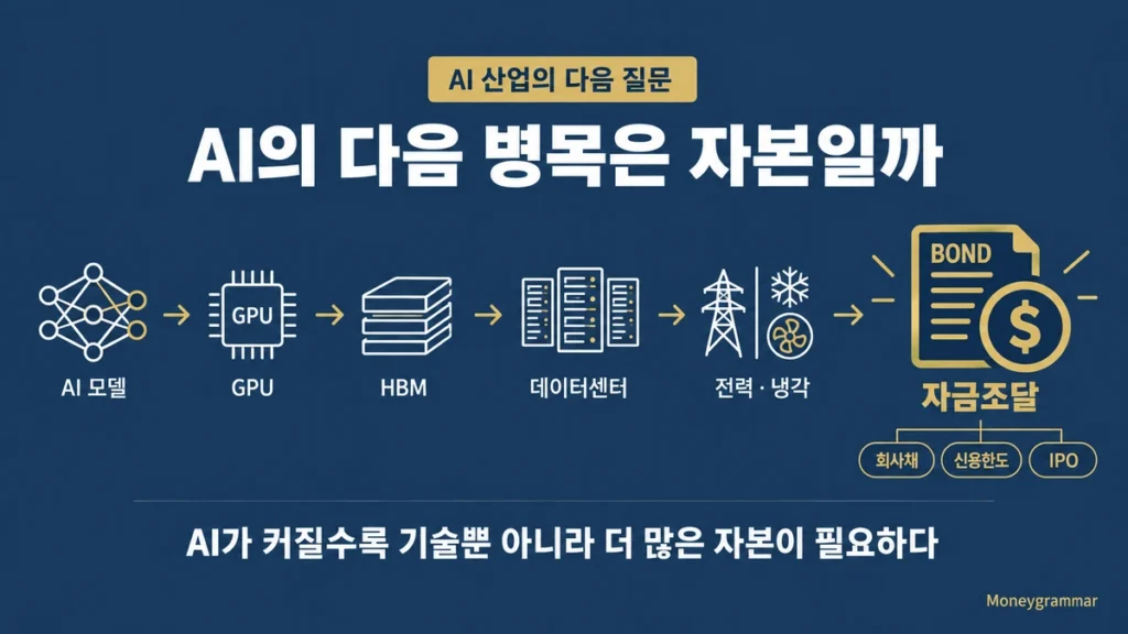  AI 모델 확대에 GPU HBM 데이터센터 전력과 자금조달이 함께 필요한 구조