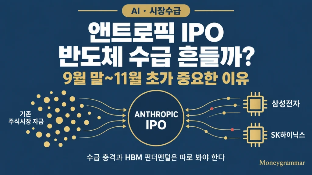 대형 AI 기업 IPO를 앞두고 반도체 시장의 자금 이동을 표현한 인포그래픽