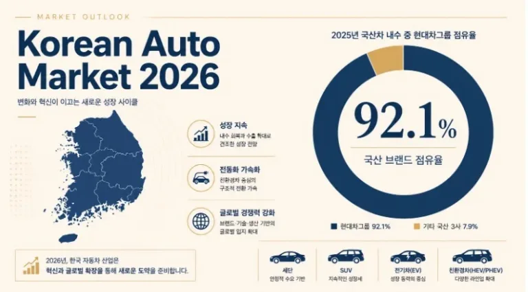 2026년 국산차 시장 전망: 현대차·기아 92.1% 과점의 명과 암