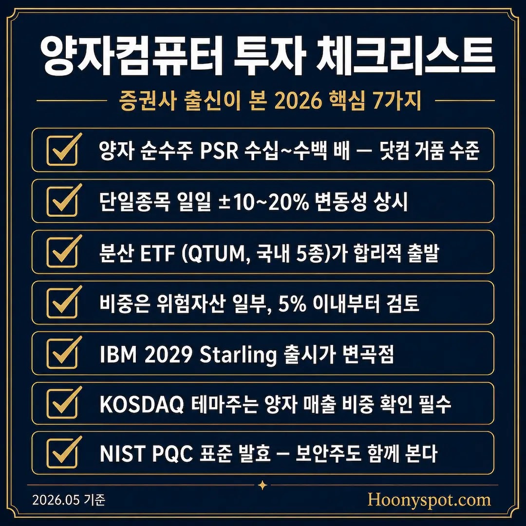 양자컴퓨터 투자 체크리스트 증권사 출신 2026 요약 카드